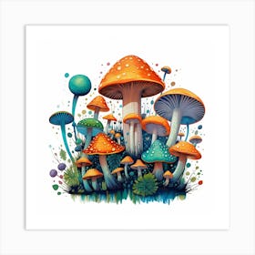 Colorful Mushrooms 4 Art Print