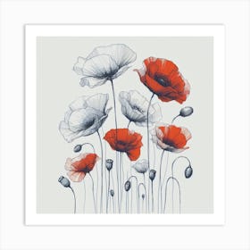 Poppies flowers 1 Art Print