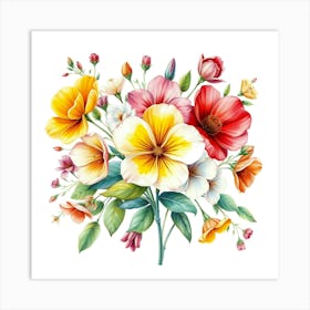 Watercolor Flowers Bouquet 3 Art Print