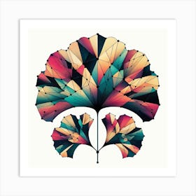 Geometric Art Tropical leaves of ginkgo biloba 6 Art Print