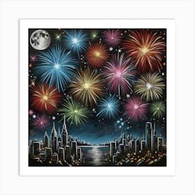 New York City Fireworks Art Print