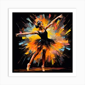 Ballerina In Black And Orange Art Print