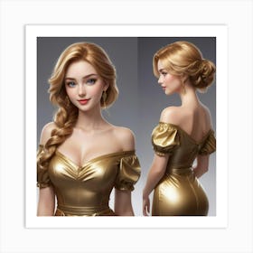 Golden Dress Art Print