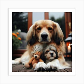 Dog And Puppy Art Print