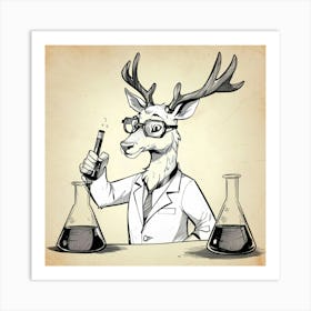 Deer Chemist Art Print