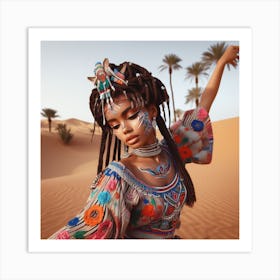 African Girl In The Desert Art Print