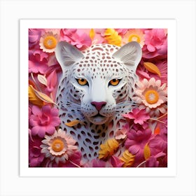 Leopard In Flowers 3 Art Print