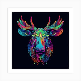 Colorful Deer Head 1 Poster