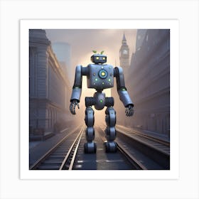 Robot On Train Tracks 3 Art Print