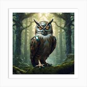 Owl In The Forest 45 Art Print