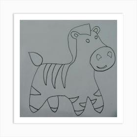 Zebra Drawing Art Print