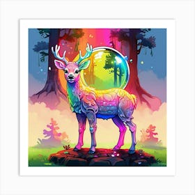 Rainbow Deer 2 Art Print