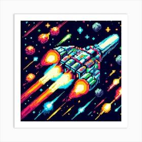 8-bit spaceship 2 Art Print