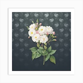 Vintage Noisette Roses Botanical on Slate Gray Pattern Art Print