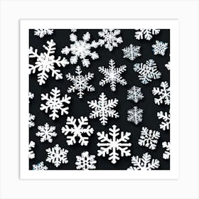 Snowflakes On A Black Background 1 Art Print