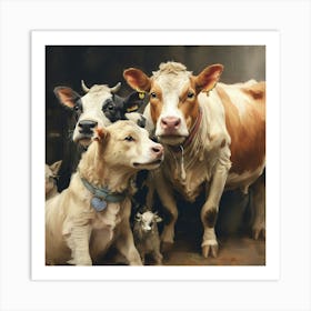 Cows In A Barn 1 Art Print