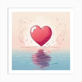 A minimalist illustration of a cute heart swimming Art Print