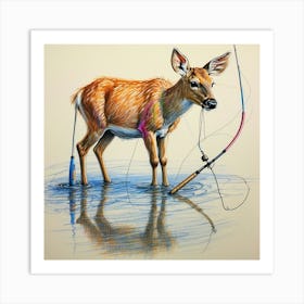 Deer Fishing 4 Art Print