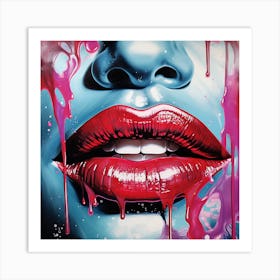 Dripping Lips Art Print