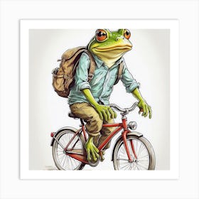 Frog On A Bike 1 Art Print