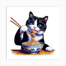 Culinary Delights of a Feline Gourmet Art Print