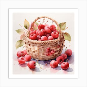 A basket of cherries 1 Art Print