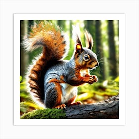 Squirrel In The Forest 393 Art Print