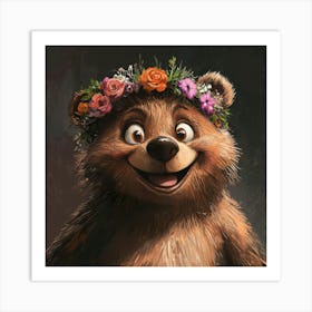 Bear With Flower Crown 1 Poster