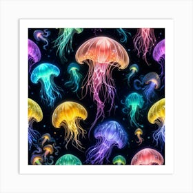 Jellyfish Seamless Pattern 1 Art Print