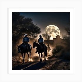 Moonlight Cowboys 1 Art Print