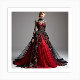 Black And Red Wedding Dress Affiche