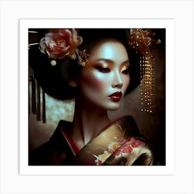 Japan Traditional Geisha Illustration By Ad 185 Art Print