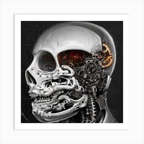 Neuro mechanical Skull Art Print