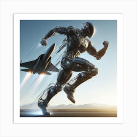 Robot Running In The Air Art Print