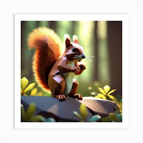 Polygonal Squirrel 1 Art Print