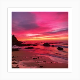 Sunset At The Beach 1 Art Print