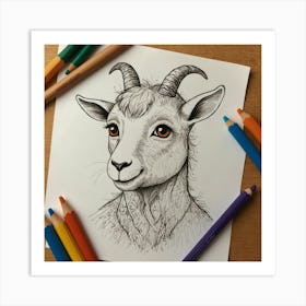 Goat Drawing 7 Art Print