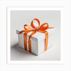 Gift Box With Orange Ribbon 1 Art Print