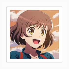 Anime Girl With Brown Hair Art Print