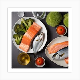 Salmon And Vegetables Art Print