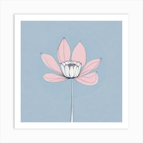 A White And Pink Flower In Minimalist Style Square Composition 625 Art Print