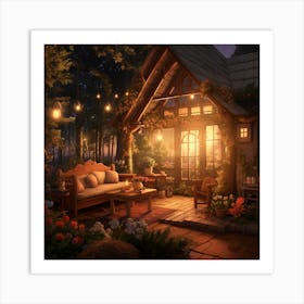 Cottage In The Woods Art Print