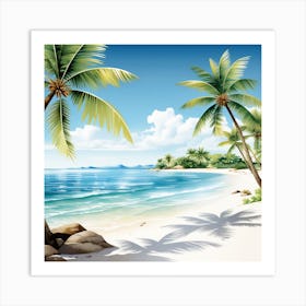 Palm Trees On The Beach 2 Art Print