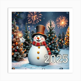 Flux Schnell A Jovial Snowman Stands Amidst A Winter Wonderlan 2 Art Print