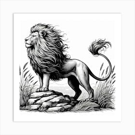 Line Art lion 1 Art Print