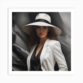 Woman In A White Hat Art Print