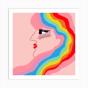 Rainbow Hair Square Art Print