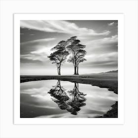 Two Trees In A Pond Art Print