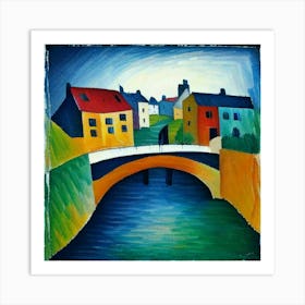 Bridge over the river surrounded by houses 19 Art Print