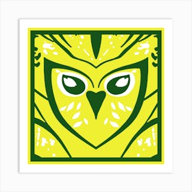 Chic Owl Green And Yellow Art Print